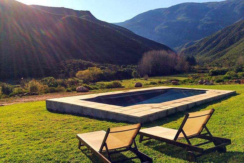 Saltwater Swimming Pool with views of the mountains