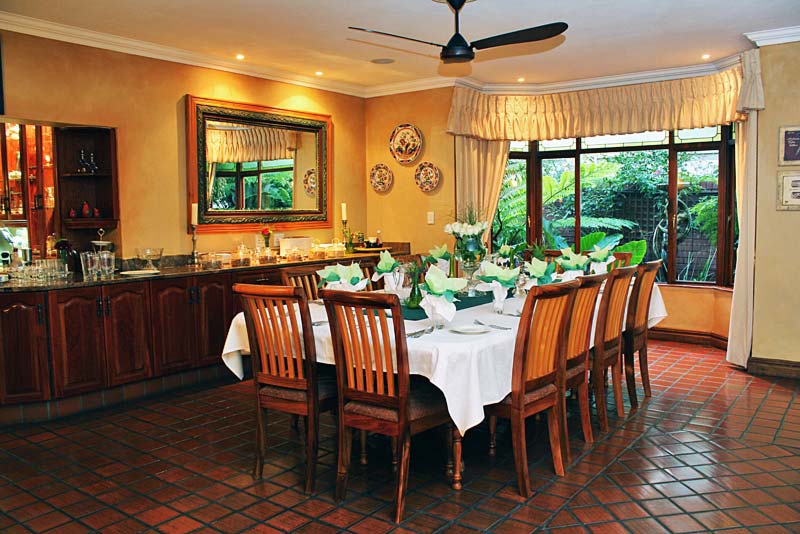 The breakfast table ready for our guests