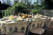Breakfast on the patio of the Guest House