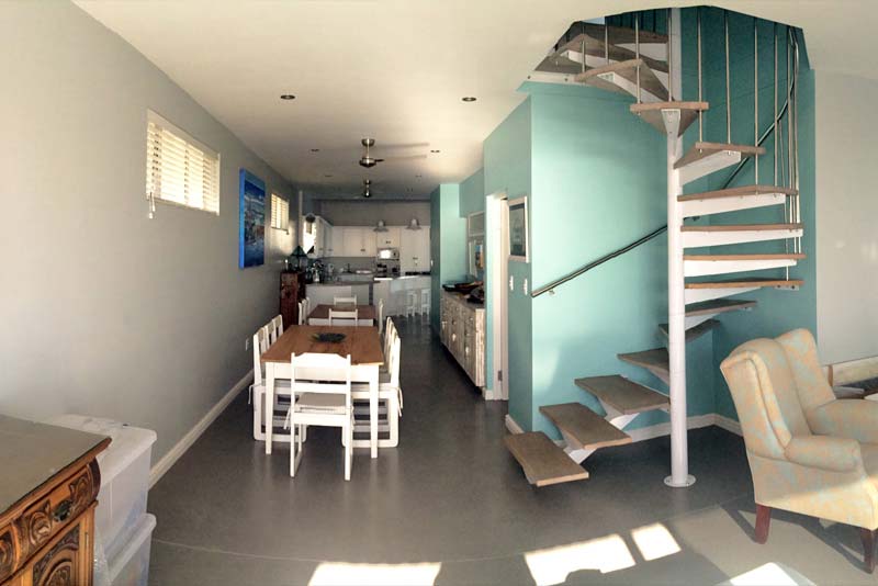 View from the sea to the kitchen