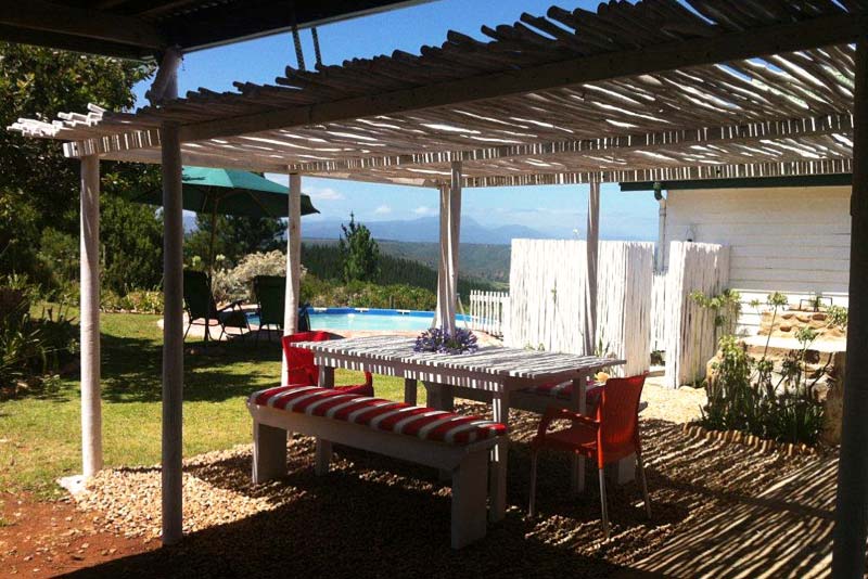 Bitou Valley House bbq, pool and shower-with-a-view area