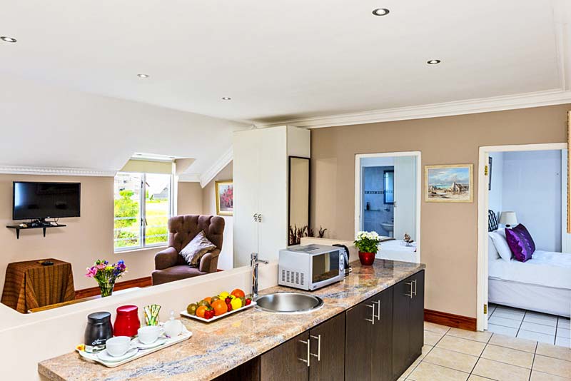 Family unit with kitchenette, lounge, TV, balcony and braai.