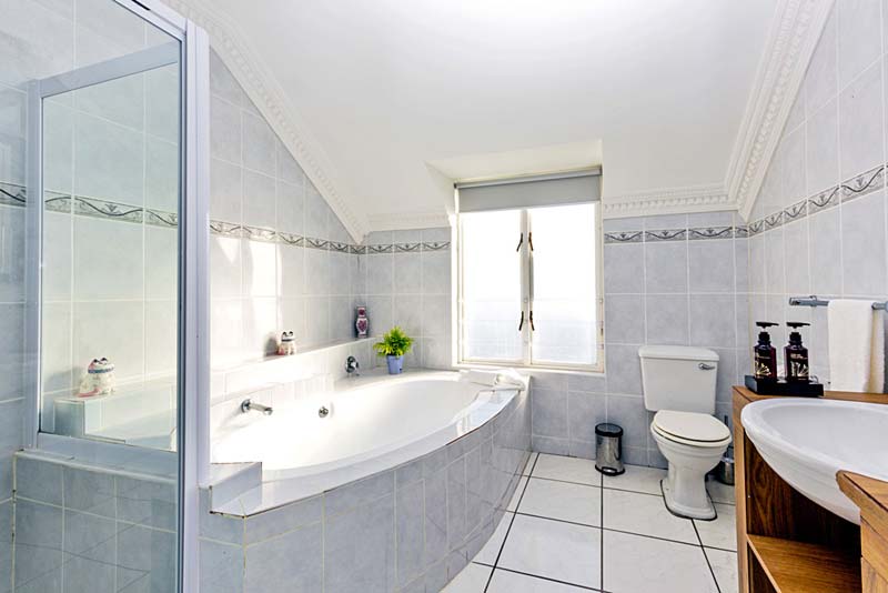Main bathroom with huge bath and shower
