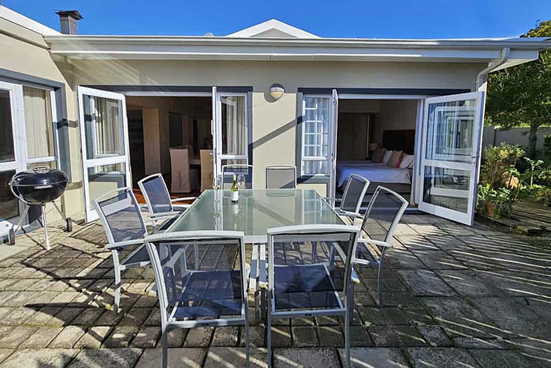 Side terrace by the dining area and ground floor bedroom