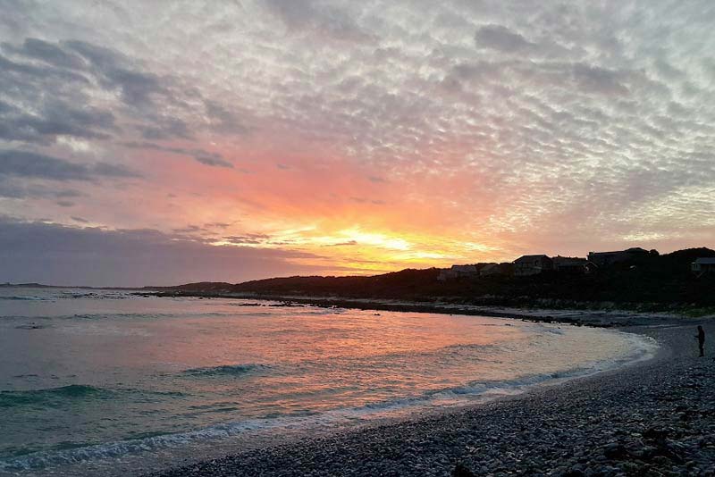 Sunset from the pebble beach - self catering in Suiderstrand, Cape Agulhas