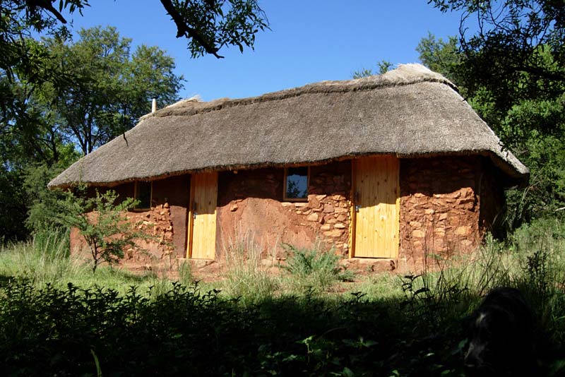 One of the thatched huts in the bush camp