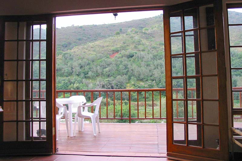 Deck and view to river and mountains