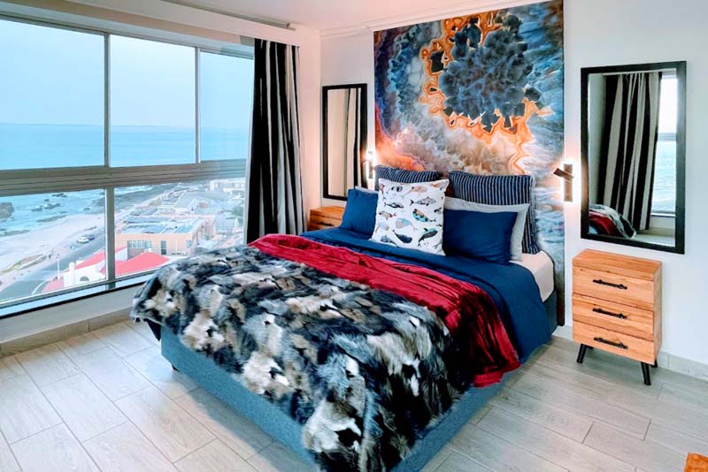 Master bedroom with amazing Table Mountain and sea views.