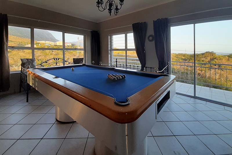 Pool table in top section with scenic view